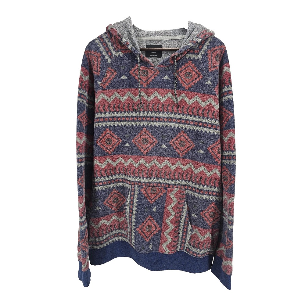 Carbon Hoodie Mens Large Southwestern Aztec Pullover Fleece
